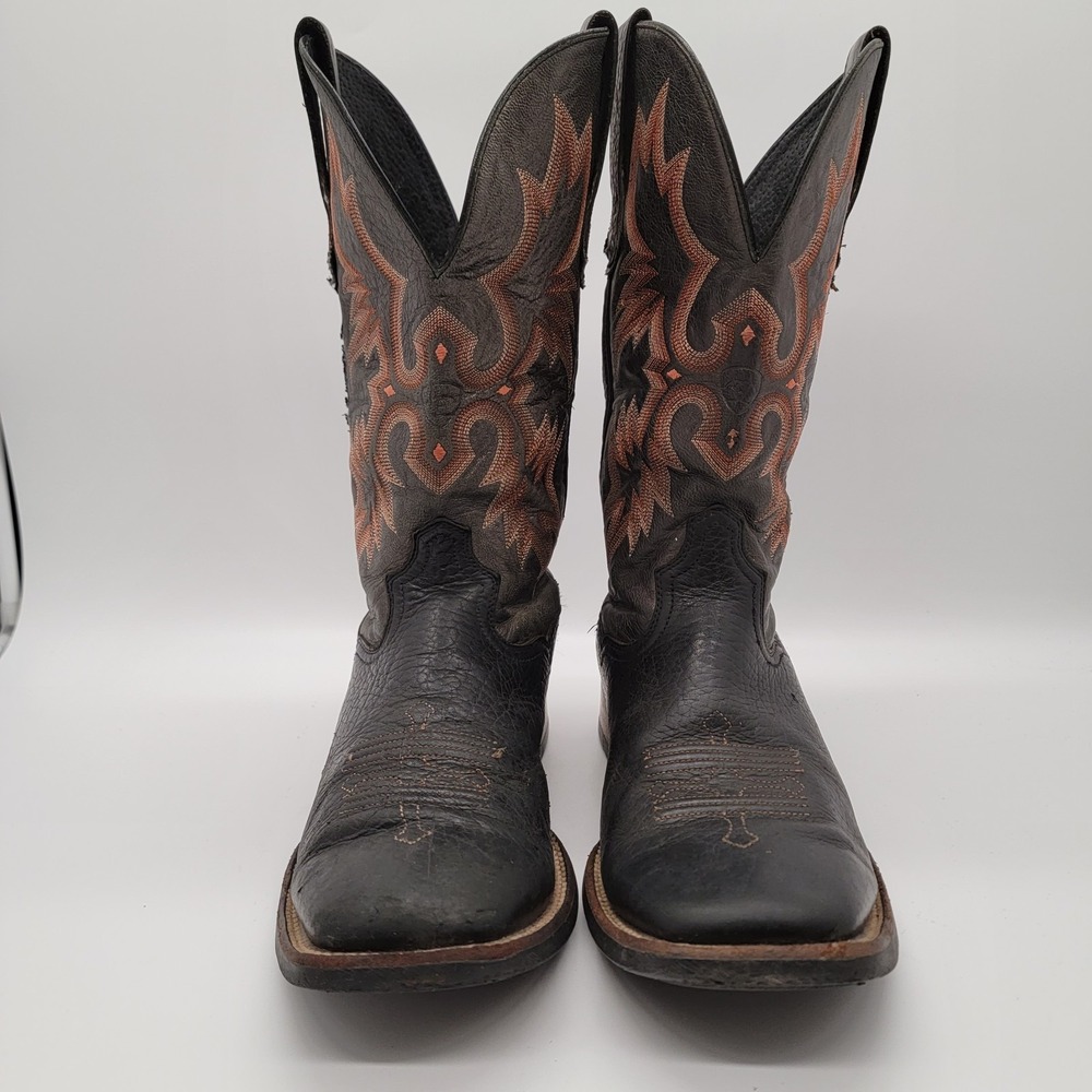 ARIAT Tombstone Men's Black Leather Square Toe Cowboy Boots Size 10D